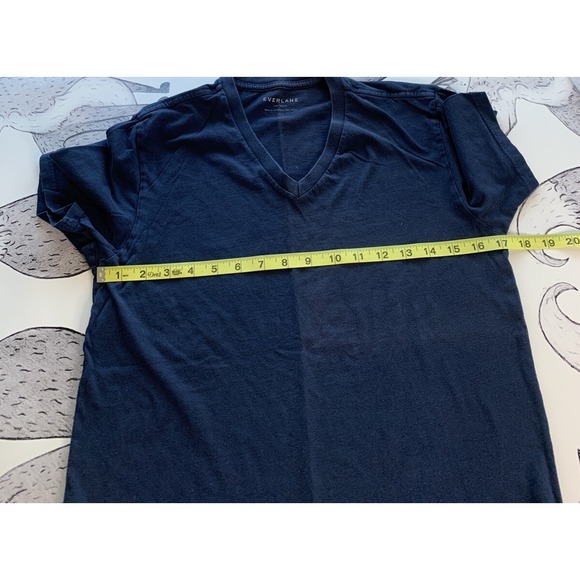 Everlane Mens XS V Neck Navy Blue Short Sleeve Tee Shirt Cotton - Picture 5 of 8